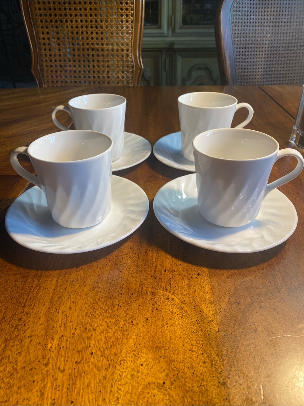 Corelle Coordinates Stoneware White Swirl  Cup & Saucer Set - 4-Pack